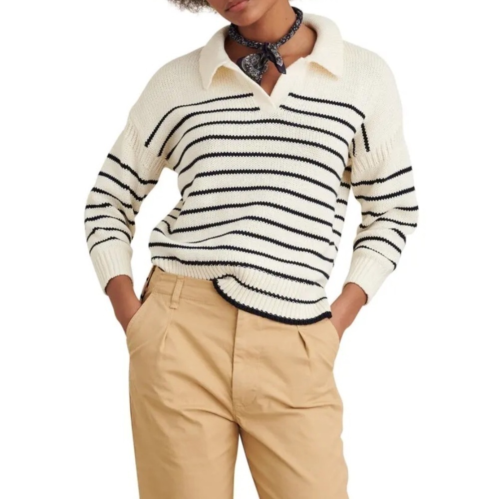 ALEX MILL Jacques Stripe knit Pullover Nautical sweater preppy academy size S